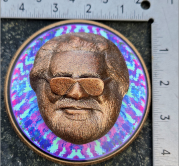 80s Jerry Garcia portrait hand-finished studio-cast in Hyrdostone Base is 4.25" x 4.25" $46.00 + plus $24.00 flat rate shippng (